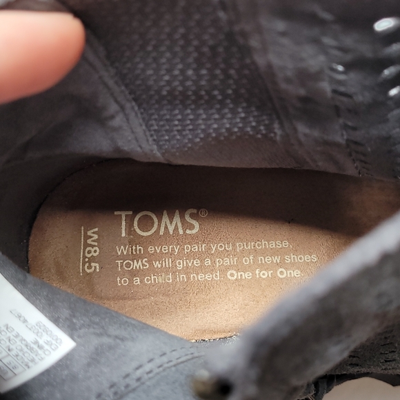 Toms Women Leaf Majorca Suede Peep Toe Ankle Heels Shoes Sandals sz 8.5 - Picture 8 of 10